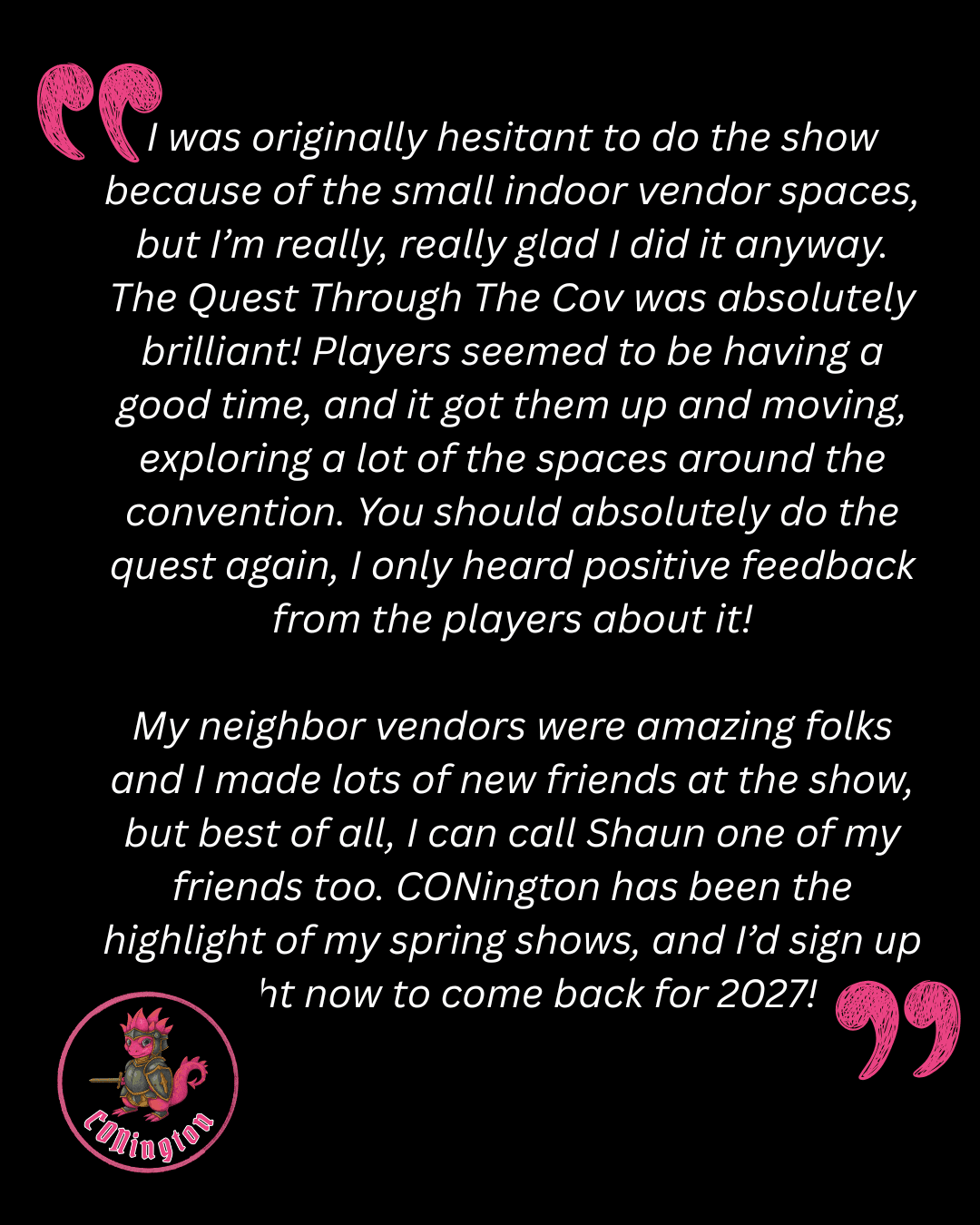 CONington 2026 badge holder quote